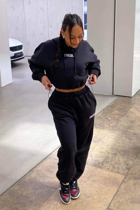 THEIA BASE Black Cropped Hoodie