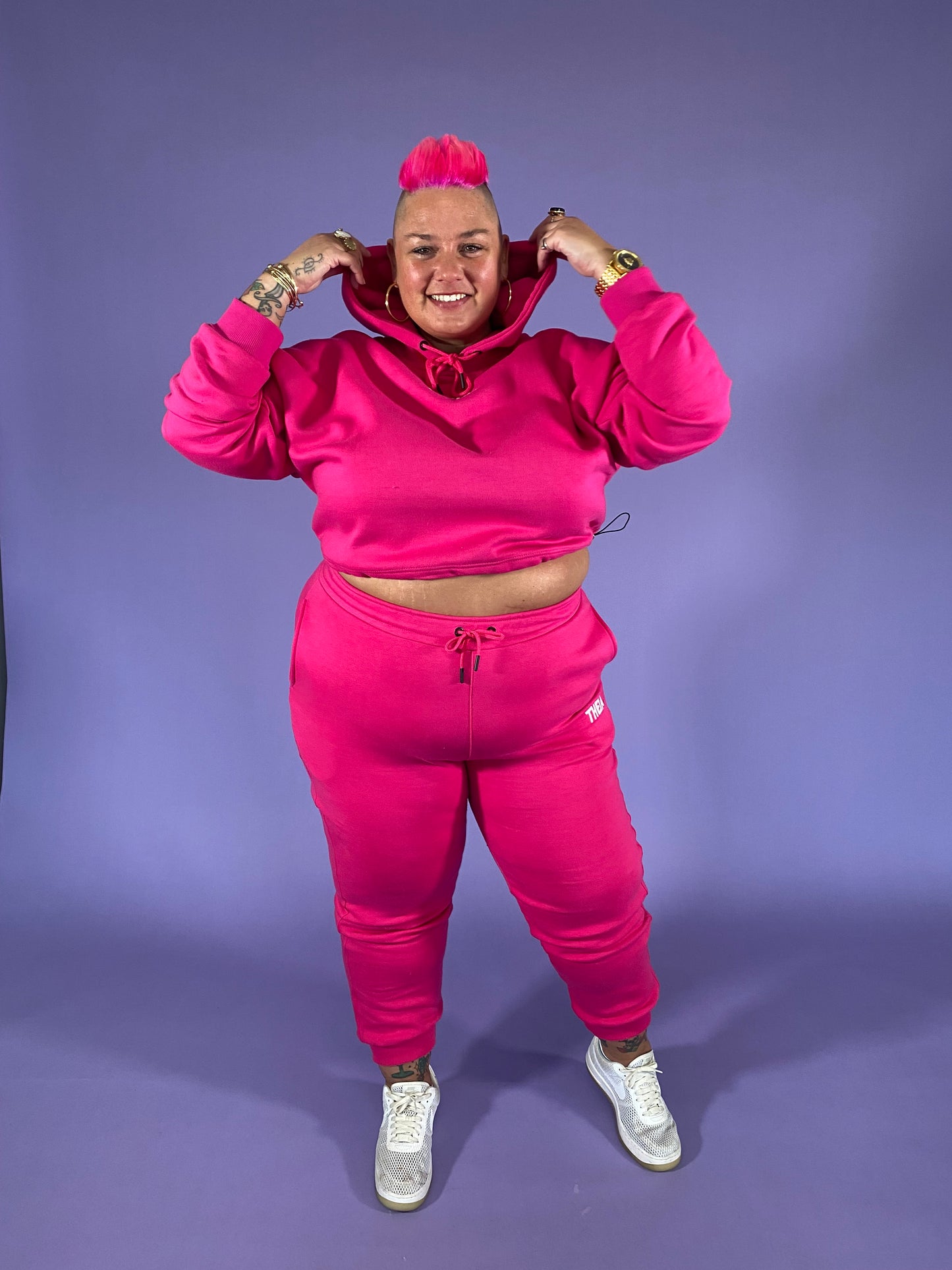 *Limited Edition* THEIA BASE Shock Pink Cropped Hoodie