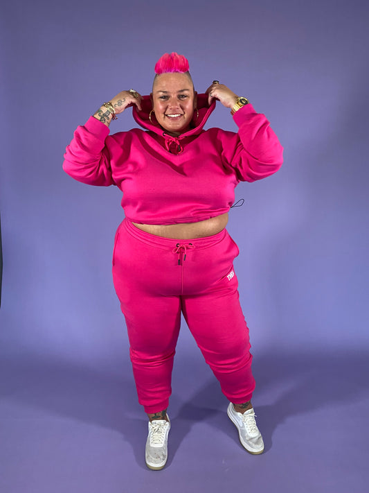 *Limited Edition* THEIA BASE Shock Pink Cropped Hoodie