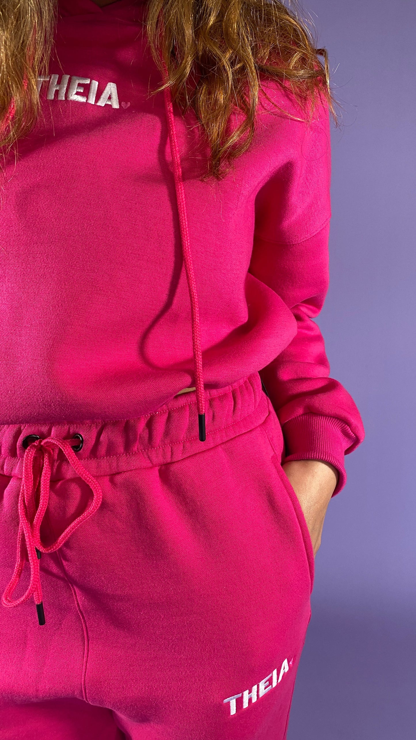 Shock Pink Cropped Hoodie