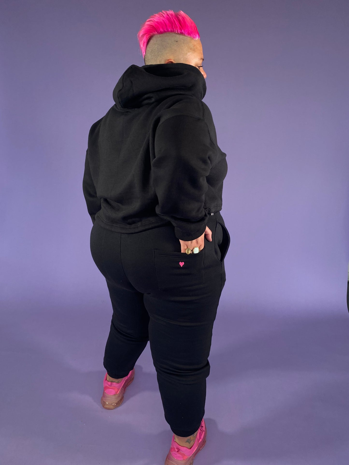THEIA BASE Black Cropped Hoodie