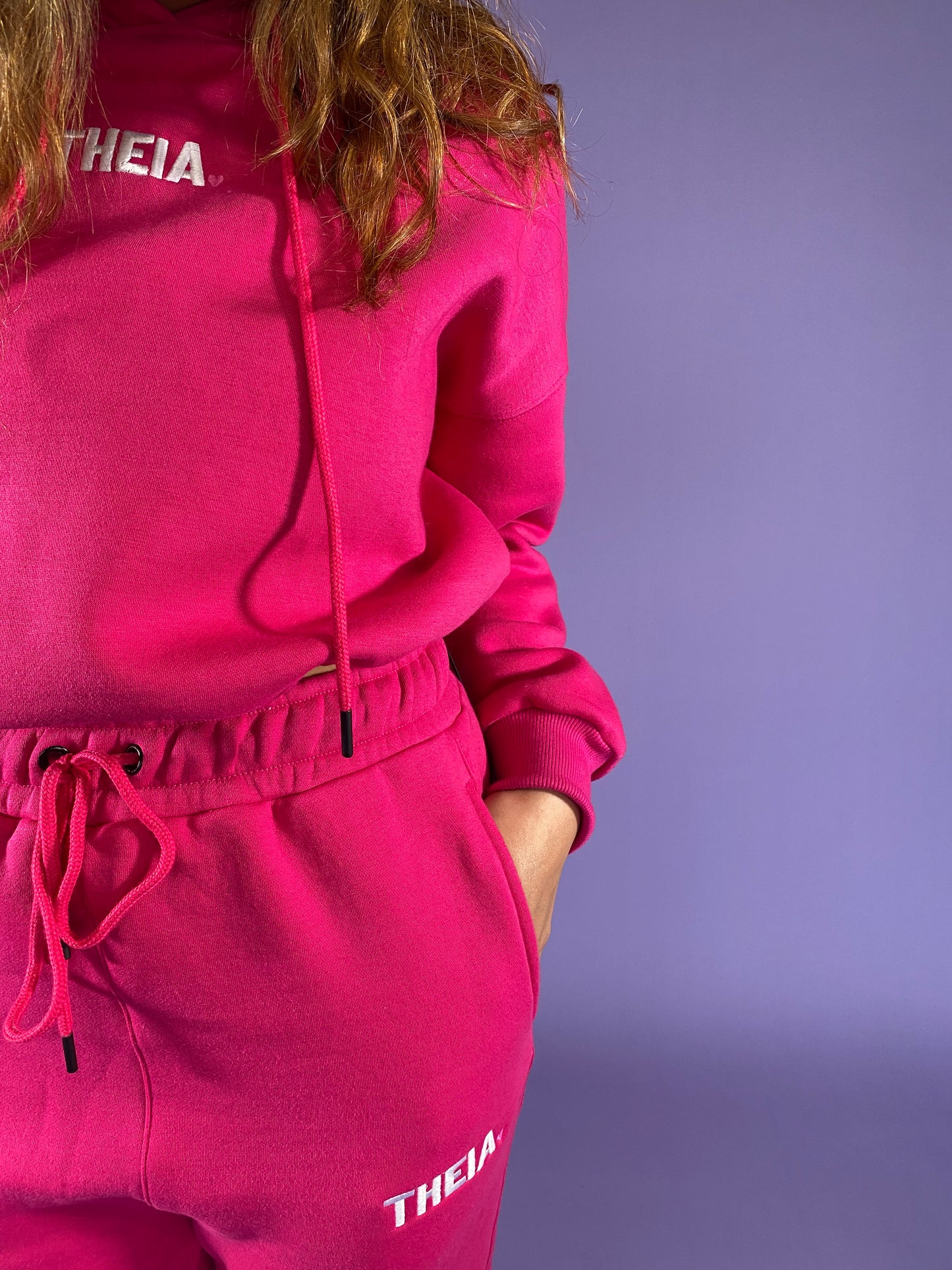 *Limited Edition* THEIA BASE Shock Pink Cropped Hoodie